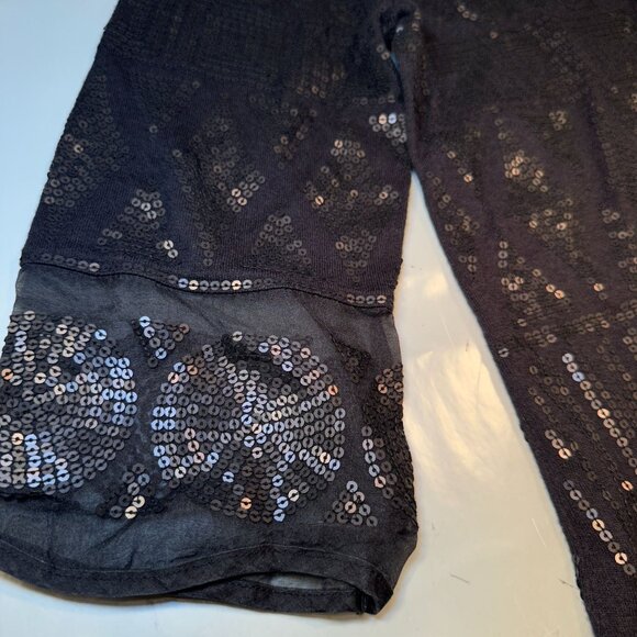 Adrienne Vittadini Collection Tunic Blouse Womens Sheer Sequin Top Long Sleeve - Picture 11 of 16